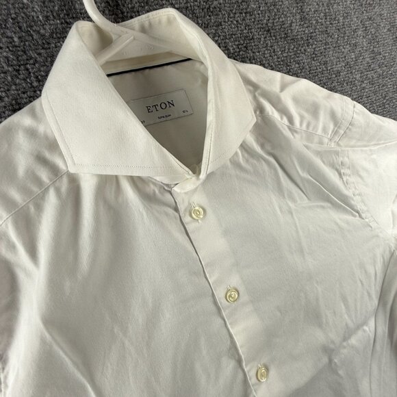 Eton White Romania Cotton Cutaway 15.5 Super Slim Signature Twill Mens Button Up - Picture 4 of 16